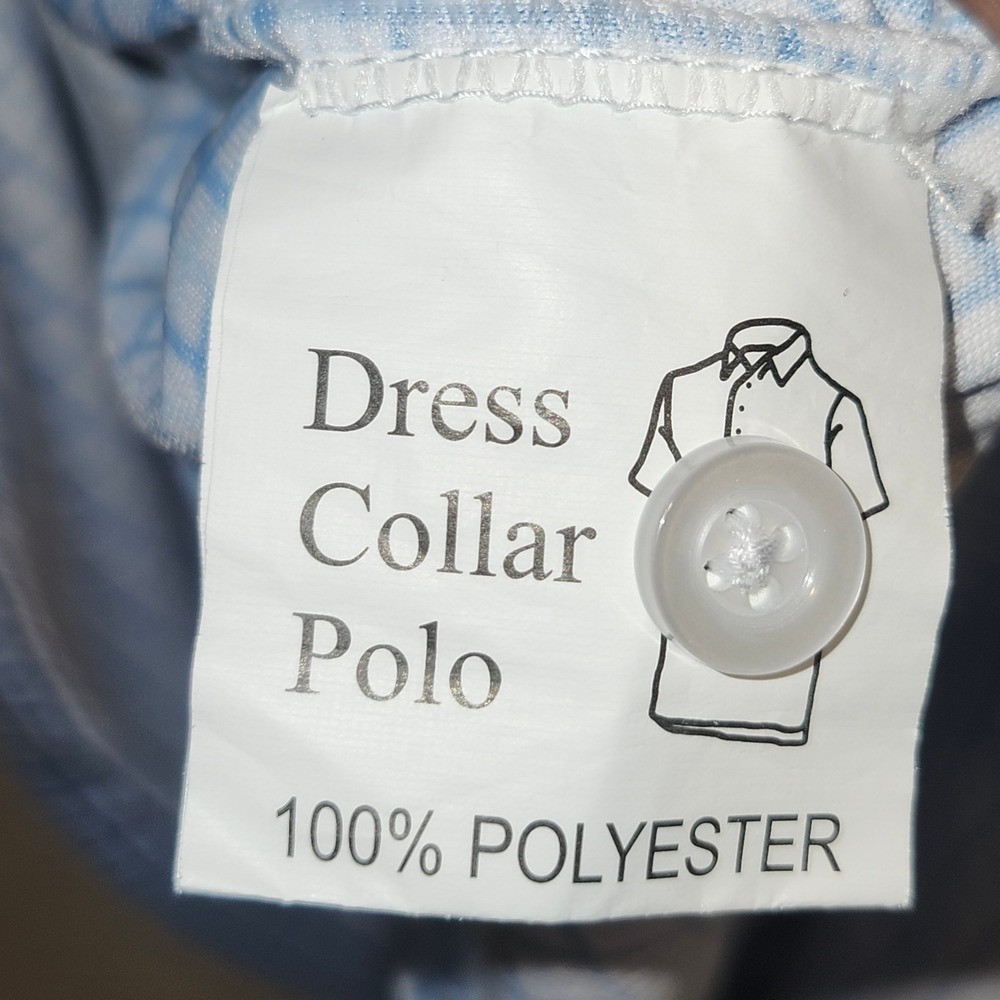 Collars & Co Dress Collar Polo Mens Lg Classic Blue White Grid Check Golf Shirt - Picture 3 of 7